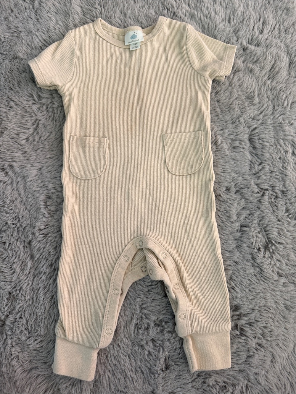 cloud island Cream Ribbed Short-Sleeve One-Piece
